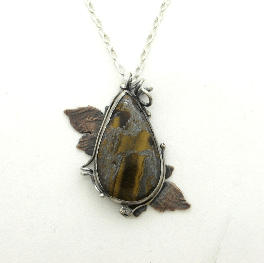 Tiger Eye and Maple leaf Necklace | Chelsea Stewart Jewelry